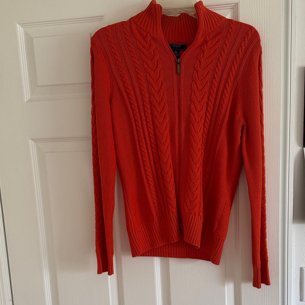 Red/Orange Cable Knit Sweater by Chaps
